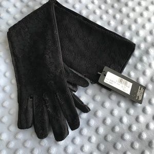 Long Black Lacy Stretchy Gloves-  fits small hand